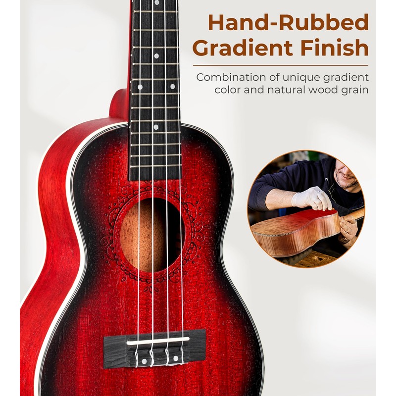 Vangoa Ukulele for Beginners, 23 Inch Ukulele Kit Mahogany Bundle