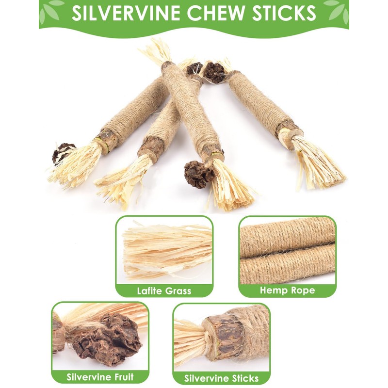 Silvervine Chew Sticks for Cats, 10 Pack Natural Catnip Chew