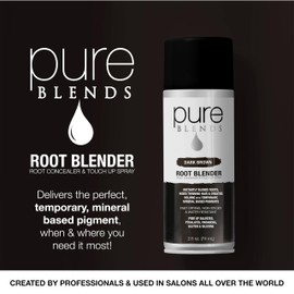Pure Blends Root Blender – Dark Brown Root Touch-Up Spray for Grays & Roots | Instant Color Concealer for Brunette Hair, Fast-Drying, Natural-Looking Finish