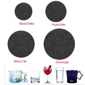 ThaiRoot Pack of 4 Large Round Felt Coasters, Diameter 25 cm, 5 mm Thick, Anthracite, Felt Underlay for Pots, Glasses, Vases and Bowls, Plates, Table Protectors, Pot Coasters, Table Coasters, Felt