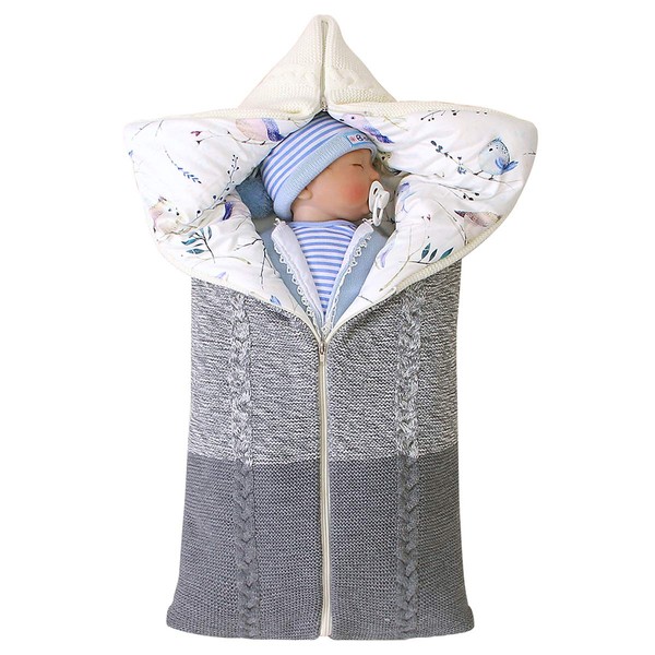 Petyoung Newborn Baby Swaddle Blanket, Multifunction Stroller Wrap Sleeping Mat Thick Warm Sleeping Bag for Baby Boys Girls 0-12 Months
