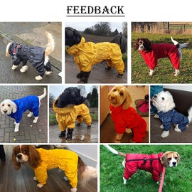MOREZI Dog Raincoat, High Collar, Waterproof, Raincoat Set with Reflective Strips and Zips, Suitable for All Dog Types, Red-XXL