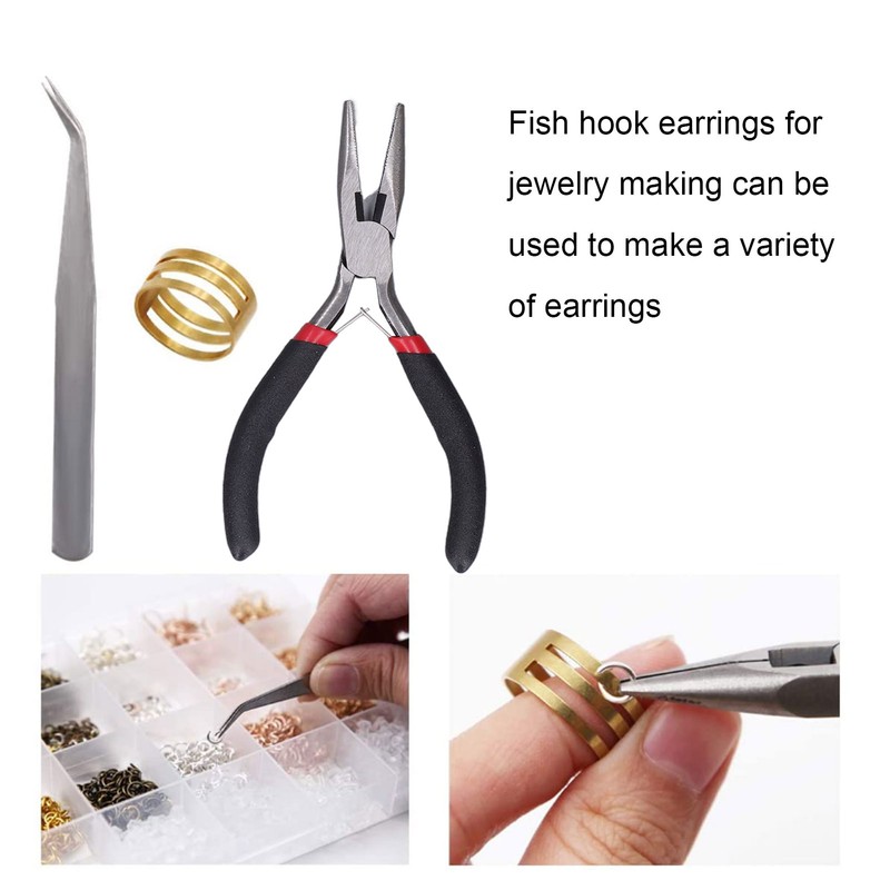 Earring Making Kit with Tweezers Ear Hooks Ear Pins Wax