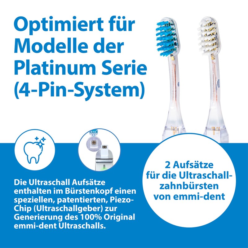 Emmi-dent Platinum 4-Pin Bristle-Head Attachments - Electric Toothbrush Replacement Heads.