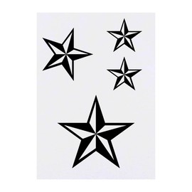 4 x 'Nautical Star' Temporary Tattoos - Water Resistant, Skin-Safe, Non-Toxic Transfers, Mixed Sizes (TO00057200)