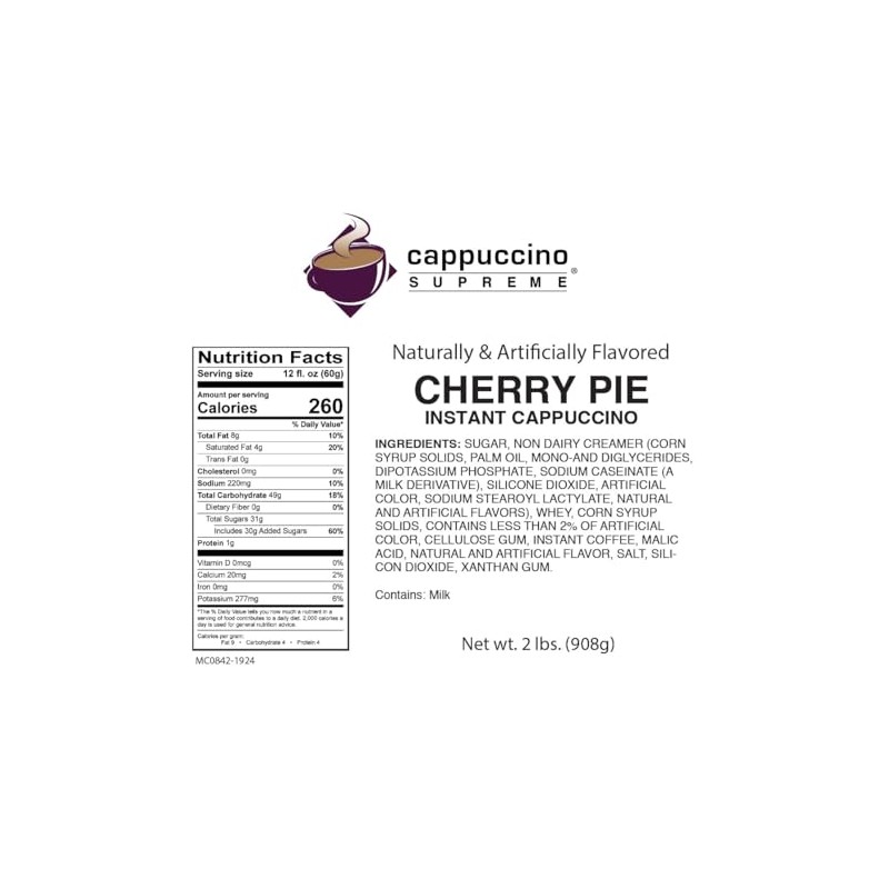 Cappuccino Supreme Cherry Pie 2 lb bag Instant Cappuccino Mix