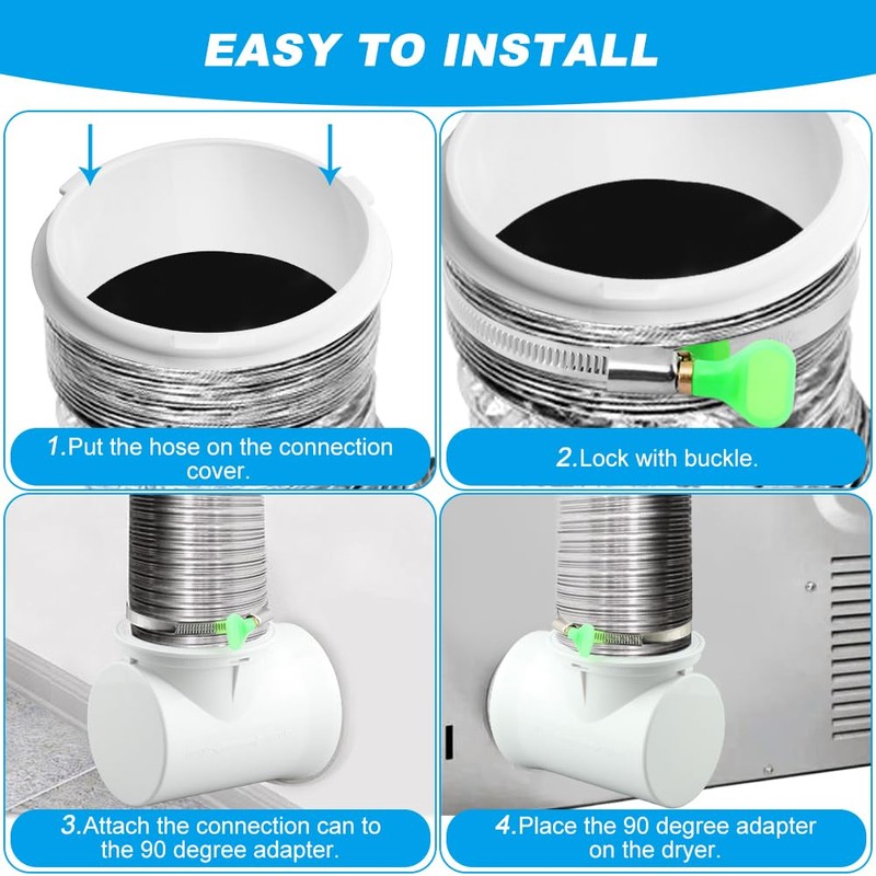 4" Dryer Vent Connector Kit with 90° Elbow - Heat-Resistant,