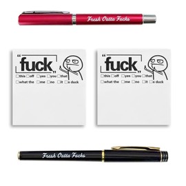 DOETYD 2 Fresh Outta Funny Pad + 2 Funny Pen Funny Sticky Notes Set Desk Accessory Office Supplies Suitable as a Gift for Friends, Bosses and Colleagues