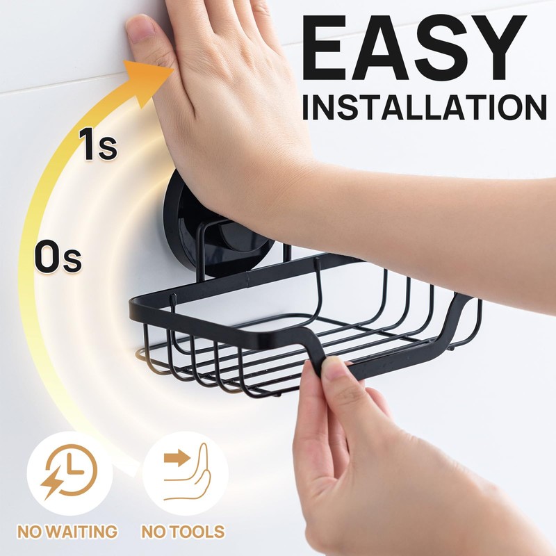 LEVERLOC Soap Dish, Soap Bar Holder for Shower Suction Cup