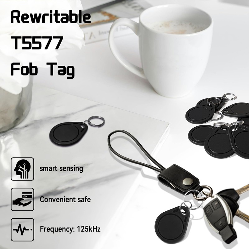 10pcs RFID Key Fobs 125khz RFID Writable T5577 fob tag