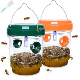 2 Pack Wasp Traps Outdoor Hanging Carpenter Bee Trap for Hornet, Yellow Jacket, Wasps, Reusable Solar Wasp Catcher, Bee Catchers for Outside