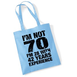 Bang Tidy Clothing Tote Bags For Women Im Not 70 Printed Cotton Shopper Bag Gifts SKYBLUE