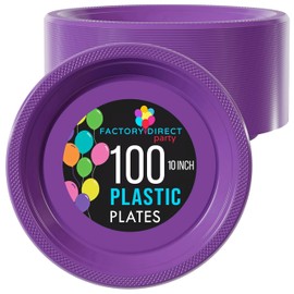 Exquisite 10 Inch. Dinner Plates Purple Plastic Plates Disposable, 100 Count Purple Plate Set, Disposable Plates For Party, Plastic Plates For Party, Great Party Supplies & Plastic Party Plates