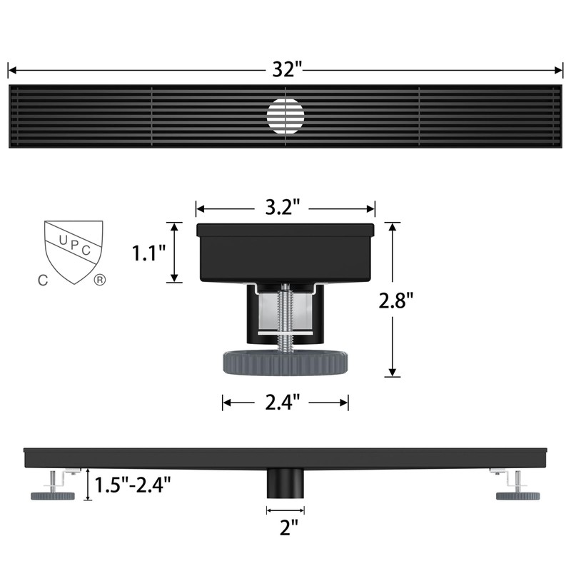 Sharpeye 32 Inch Linear Shower Drain with Removable Wedge Wire