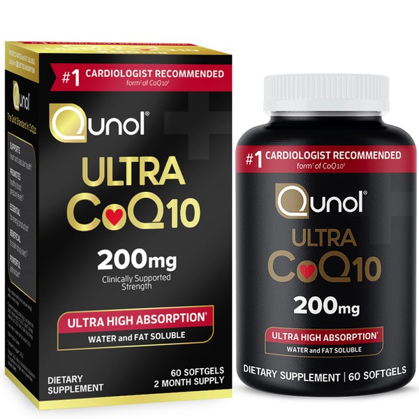 Qunol CoQ10 200mg Softgels, Ultra CoQ10 - Ultra High Absorption