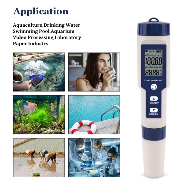 PH Meter, EZ-9909 5 in 1 High Accuracy Portable Digital