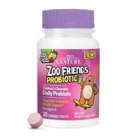 21st Century Zoo Friends Probiotic Chewable Tablets Fruit Punch 30ct