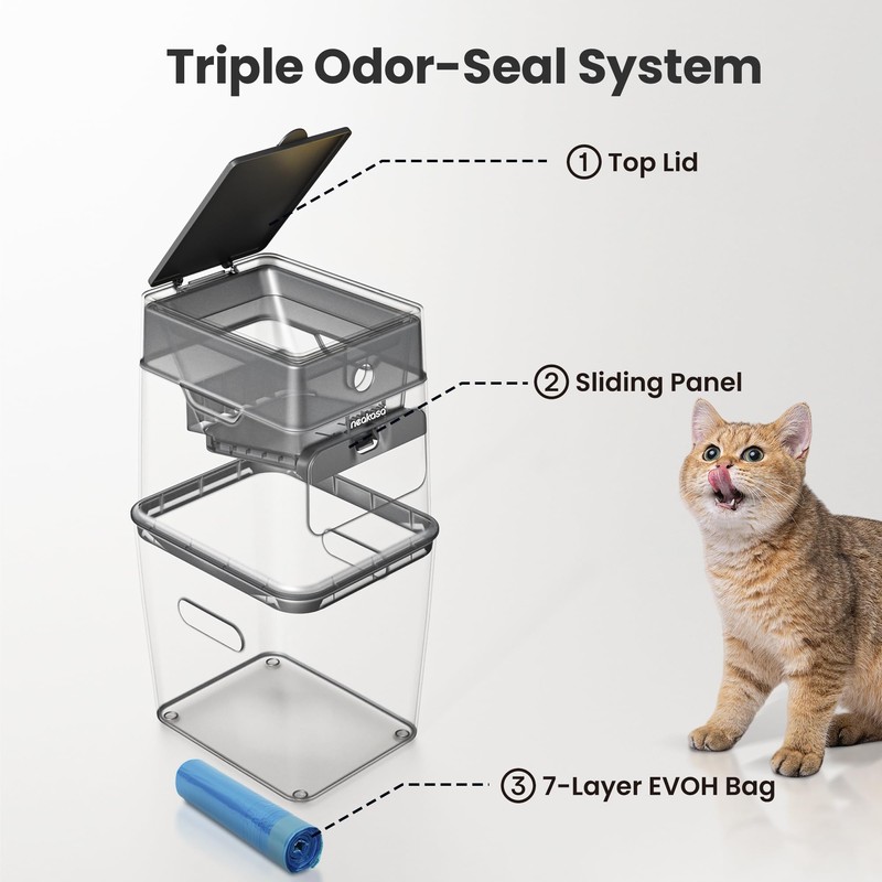 Neakasa PooGuard Litter Disposal Bin, 9.2L Trash Can for Cat