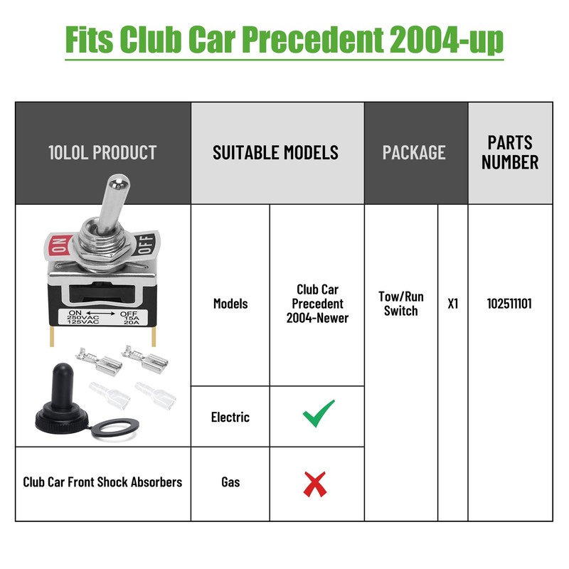 10L0L Golf Cart Electric Tow Switch Run Switch for Club