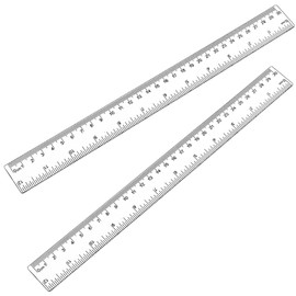 Koogel 2PCS Clear Rulers, Plastic Rulers 12inch Straight Rulers with Centimeters and Inches for Kids School Office Home