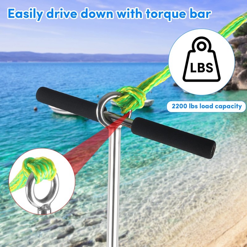 36" Sand Anchor,316 Stainless Steel Shallow Water Sand Anchor with