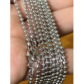 HarlemBling Solid 925 Sterling Silver Moon Cut Ball Bead Chain - 2.5mm - 18-30" - Made In Italy (18)