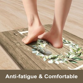 KIMODE Comfort Kitchen Mats Cushioned Anti Fatigue,Farmhouse Spring Kitchen Sink Rug Non Slip,Waterproof Memory Foam Standing Desk Mat for Office Home Doorway,20"x39",Khaki