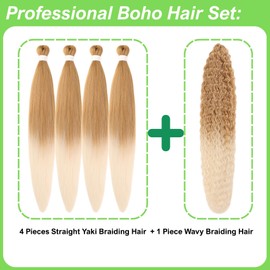 Capelli Biondi per Trecce Pre-Stirati Sintetici 27/613# Onde Profonde Boho Capelli per Trecce da Donna
