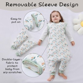amo nenes Baby Sleeping Bag with Legs 2.5 TOG Children's Wearable Blanket with Detachable Long Sleeve,Unisex 100% Cotton Winter Toddler Sleep Sack for Infant Toddler