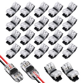 Flintronic 20 PCS Wire Connectors, Low Voltage H Tap Connectors, 2 Pin 2 Way Quick Splice Wire Connectors, Wiring Branch Connector, Without Stripping, for 18-22 AWG, LED Strip, Audio, Vehicles
