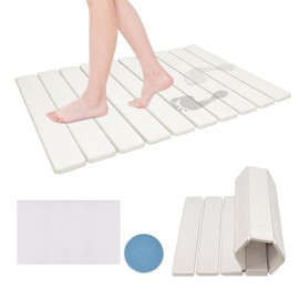Alfombrilla de baño Plegable de Piedra, 60 x 39 cm Alfombrillas de Tierra de diatomeas superabsorbentes, Antideslizantes, Secado rápido, Apta para el salón, la Ducha y el Dormitorio