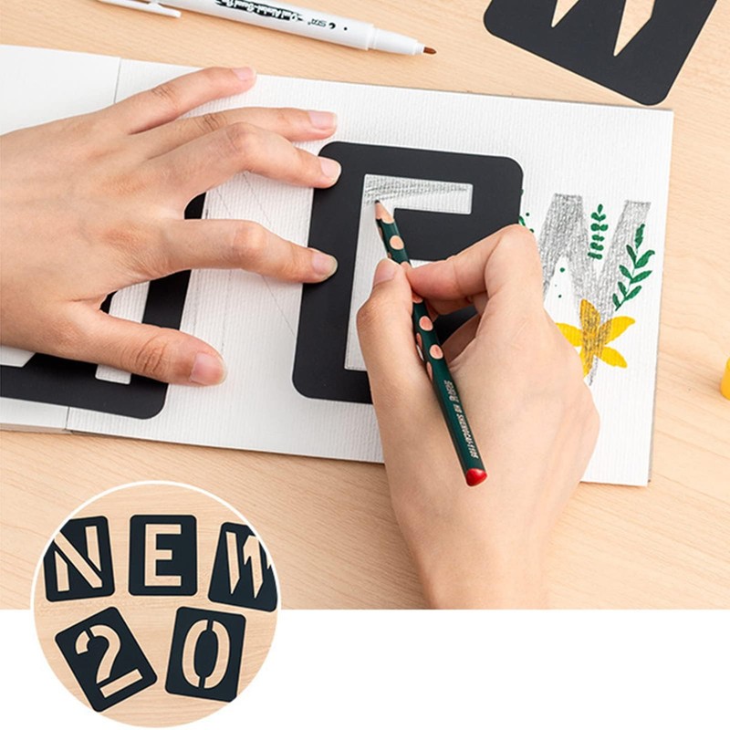 Set of 42 Washable and Reusable Letter and Number Stencil