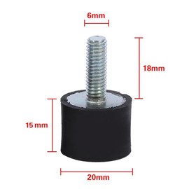 Silentblock M6, Pack of 4 Rubber Buffers, M6 Rubber Mounts, Rubber Bearings, M6 Shock Absorber with Anti-Vibration Silent Block