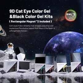 Aokitec 2 Colors Cat Eye Gel Nail Polish,9D Nail Gel Polish Magnetic Nail Polish Nail Varnish UV LED Gel Nail Polish for Salon Home DIY Nails Art