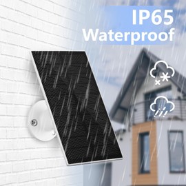 GMK 1.6W Solar Panel for Security Cameras, USB-C Port with 10ft Charging Cable, 360°Adjustable Mounting Bracket with IP65 Waterproof, White, LL-03W