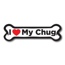 Magnet Me Up I Love My Chug Dog Bone Magnet Decal, 2x7 Inches, Heavy Duty Automotive Magnet for Car Truck SUV