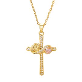 NALISASA Cross Necklace for Women, Small Silver Cubic Zirconia Cross Pendant Necklace, Dainty Cross Faith Necklaces, Stainless Steel, No Gemstone