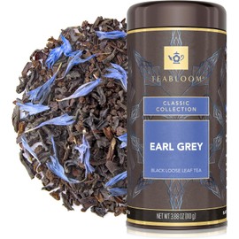 Earl Grey Loose Leaf Tea, Updated Classic Assam Tea With Blue Cornflower Petals, Fresh Whole Leaf Blend in Reusable Gift Canister, 3.53 Ounce Loose Leaf Tea Canister Makes 35-50 Cups