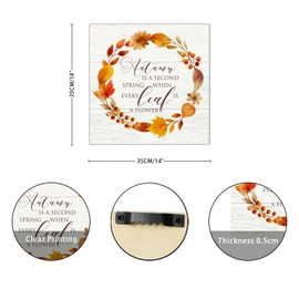 Autumn Is A Second Spring Wood Sign Retro Fall Maple Leaves Wreath Wall Plaque Harvest Thanksgiving Wall Decor Hanging Plaque Sign For Home Office Kitchen Bathroom Bedroom Housewarming Gift 14x14in