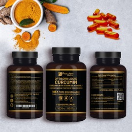 Optisorb Liquid Curcumin with Vitamin D - 60 Liqcaps | 185x Turmeric & Curcumin Bioavailability - Ultra Bioavailable | Liquid Capsules with 500mg NovaSOL® per Capsule - UK Manufactured