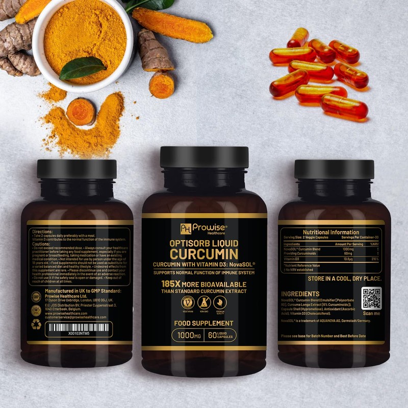 Optisorb Liquid Curcumin with Vitamin D - 60 Liqcaps |