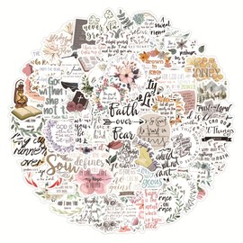 100 PCS Stickers for Religious Bible Water Bottle|Vinyl Waterproof Sticker for Laptop Skateboard Phone Car Decals for Teens Adults for Party Favors Supplies Decor (Jesus Christian Stickers)