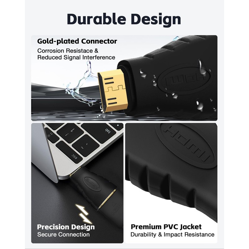 VCE HDMI Adapter 2-Pack, Mini HDMI to HDMI, 4K Support,