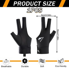 MIRKUZI Billiard Gloves 1 Piece Billiard Gloves,Left Hand Billiard Gloves,Pool Cue Gloves,Non-Slip Billiard Gloves,Adjustable Billiard Gloves(Black)