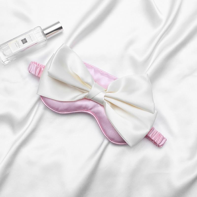 Silk Bow Sleepping Eye Mask - Soft Silk Pink Comfortable