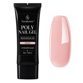 Soodyoow 80 g Polygel, Acrylic Gel for Nails, Extension Gel, Builder Gel, Long-Lasting, Natural Look for Starter Salon Professionals, Nail Design, DIY Manicure (Soft Nude)