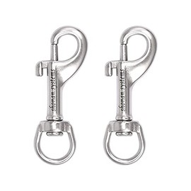 SHONAN 2.75 Inch Swivel Eye Snap Hook, 2 Pack Single Ended Snap Clips Marine Grade Stainless Steel 316 Clips for Diving/Keychain/Dog Leash/Camera Strap/Clothesline