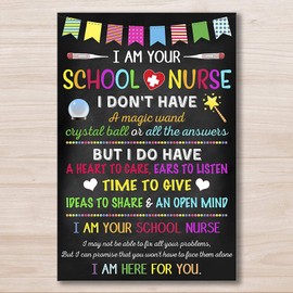Unikei I am Your School Nurse I Don't Have A Magic Wand Sign, School Nurse Office Poster, School Health Office, Health Clinic Print, Chalkboard Sign 12x18 Inch No Framed