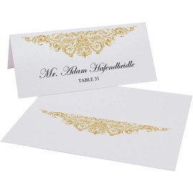 Paisley Printable Place Cards, Gold (Choose Color), Set of 60 (10 Sheets), Laser & Inkjet Printers - Wedding, Party, Dinner, and Special Events - Made in The USA