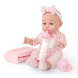 Chyyeerkidd 12'' Baby Doll in Gift Box - Toddler Baby Doll Set with Pacifier, Feeding Bottle, Blanket | Great Gift for 3+ Year Girls Pink